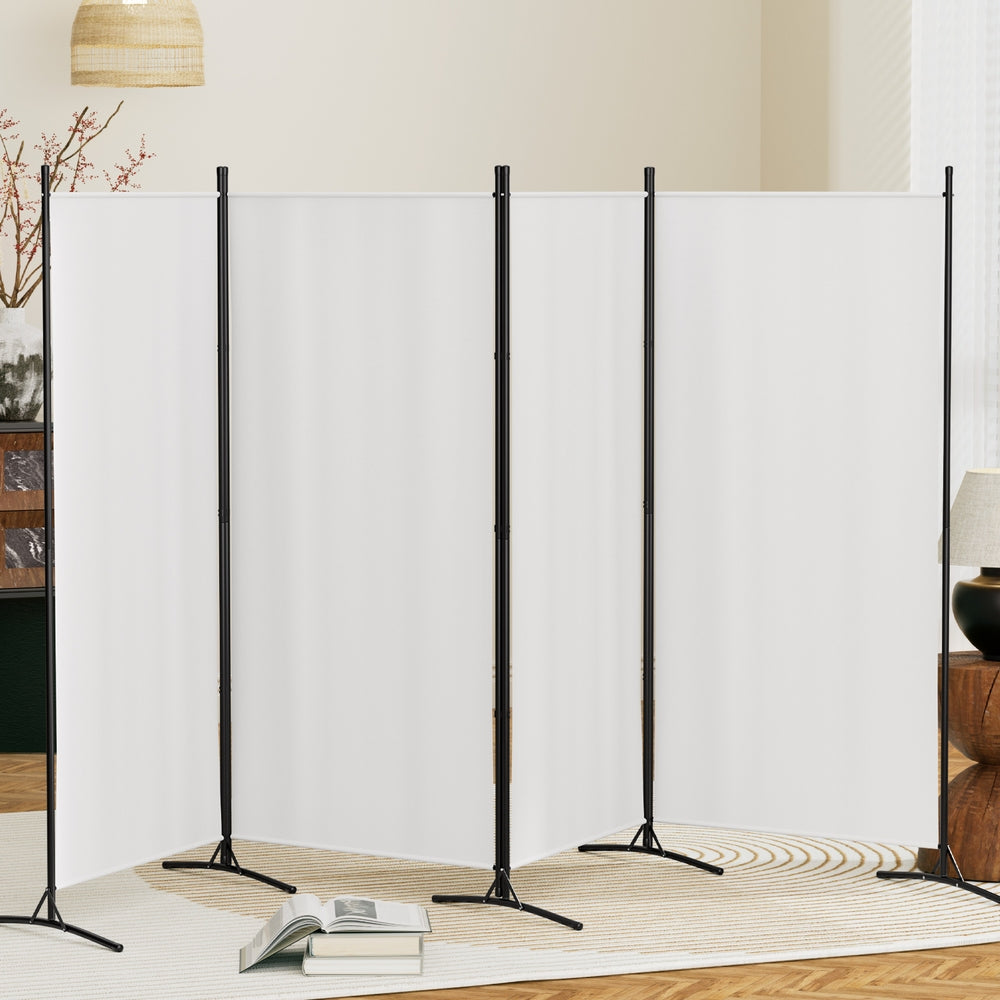 Room Dividers: Artiss 4 Panel Room Divider Screen 345x180cm Fabric White