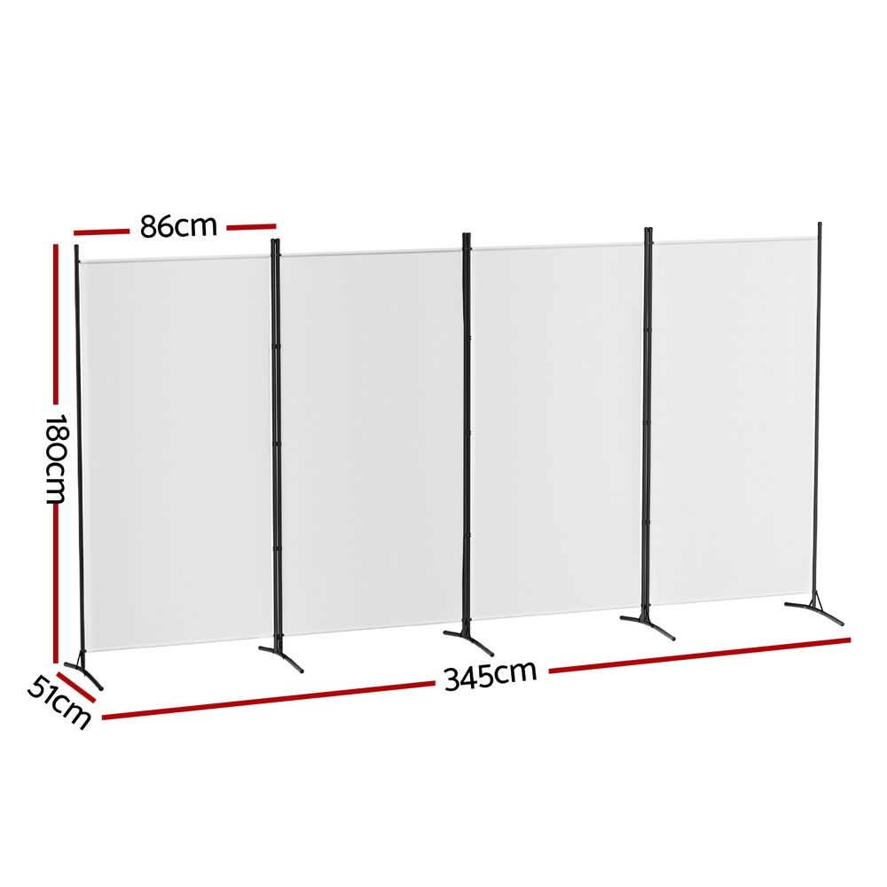 Artiss 4 Panel Room Divider Set of 2 Folding Privacy Screen Fabric Room Separator Partition White