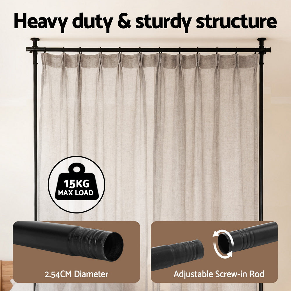 Room Dividers: Artiss Room Divider Curtain Rod Extendable Black