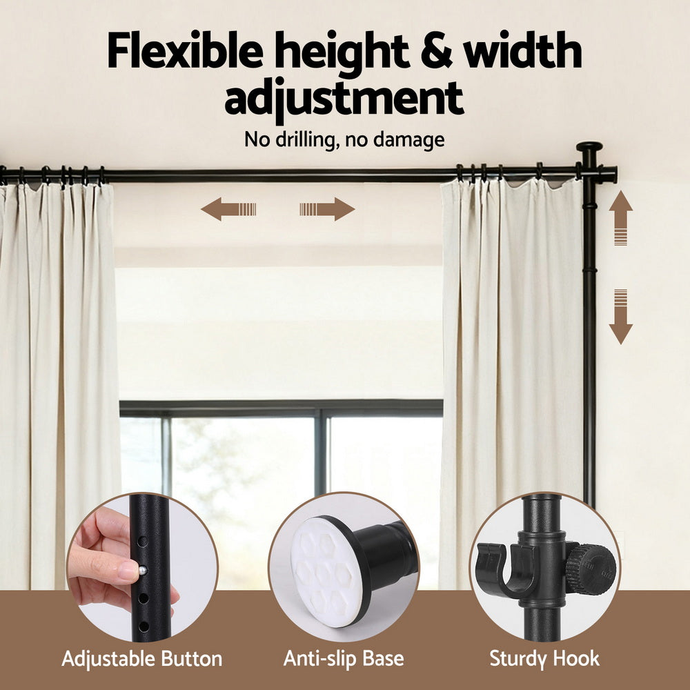 Room Dividers: Artiss Room Divider Curtain Rod Extendable Black