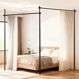 Room Dividers: Artiss Room Divider Curtain Rod Extendable Black