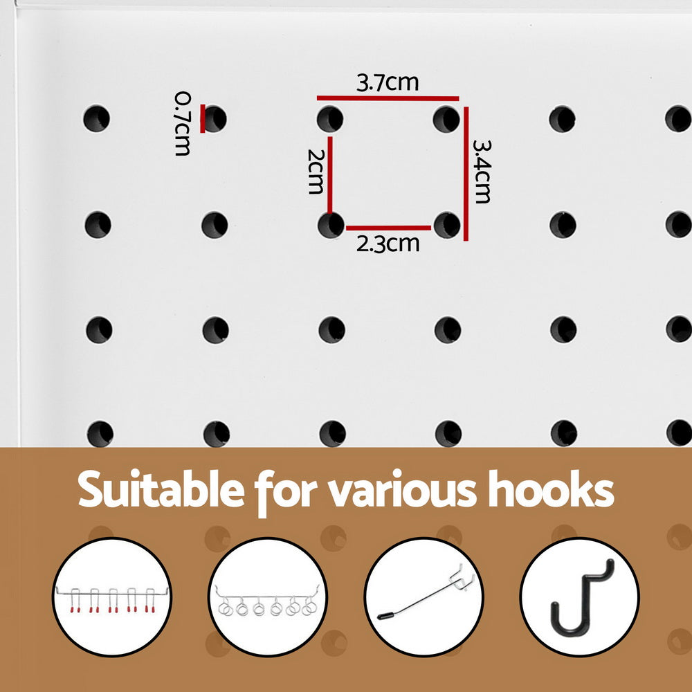 Room Dividers: Artiss 4 Panel Room Divider Screen 164x170cm Pegboard White