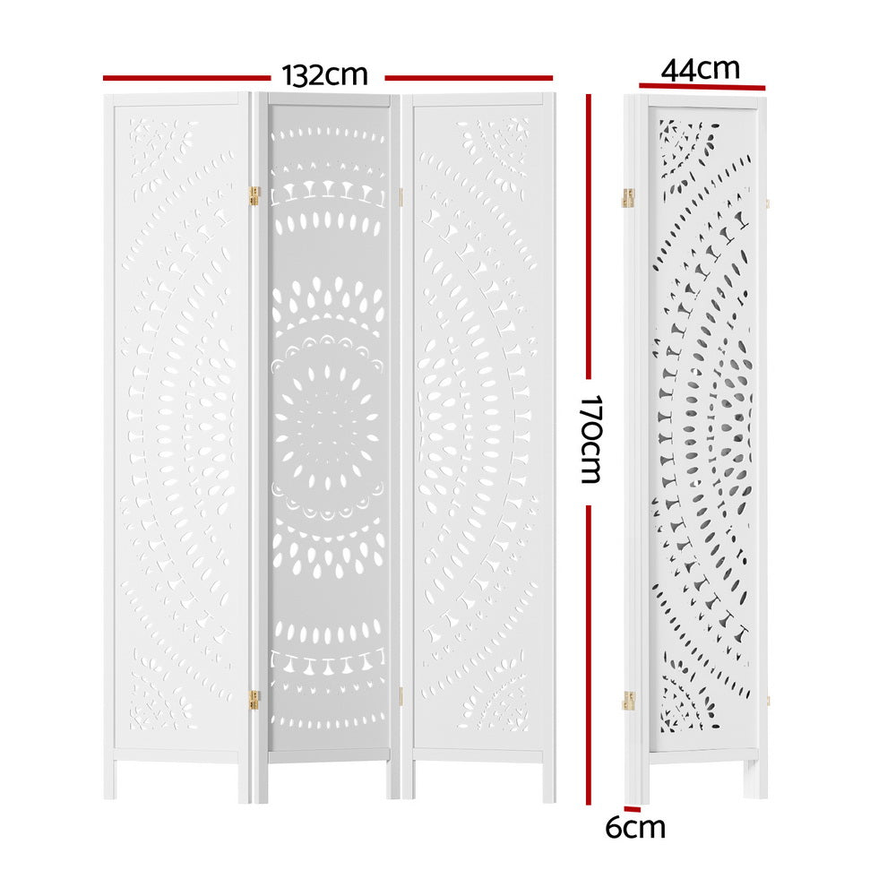 Room Dividers: Artiss 3 Panel Room Divider Screen 132x170cm Circle White