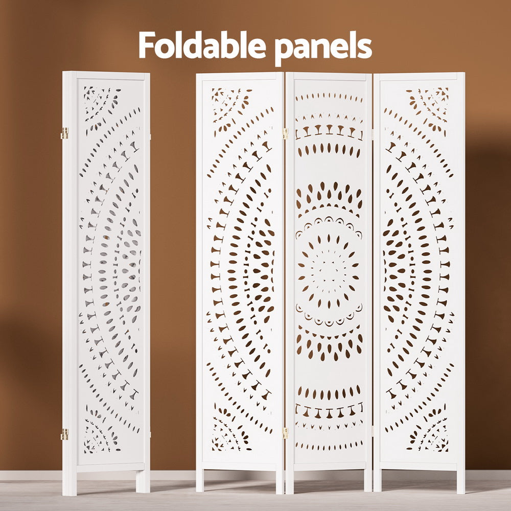 Room Dividers: Artiss 3 Panel Room Divider Screen 132x170cm Circle White
