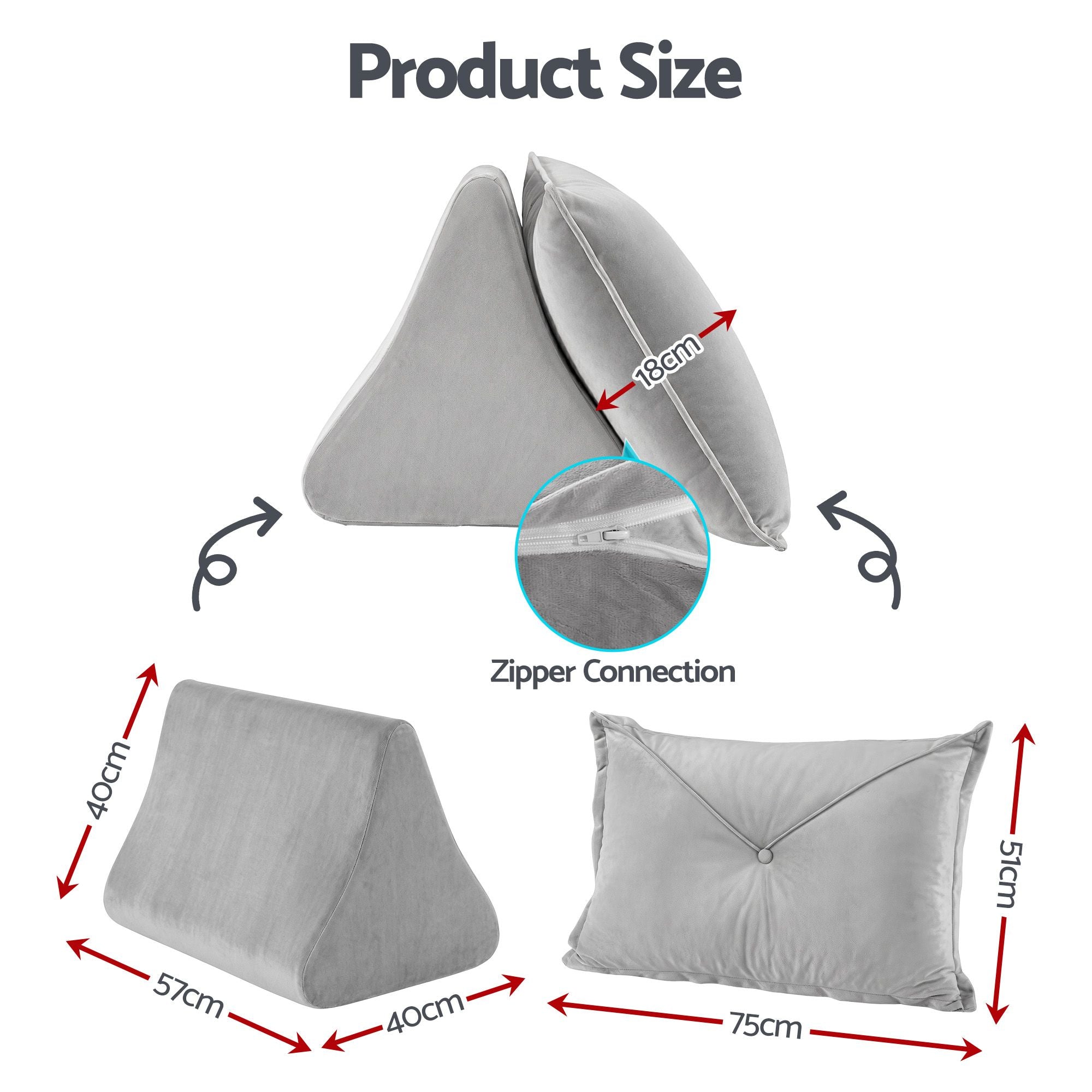 Giselle Bedding Back Pillow for Sitting in Bed, No-Collapse 25D High-Density Base, Ergonomic Lumbar Support Pillow for Gaming, Nursing & Floor Tatami, 90% Shredded Sponge Cushion with Washable Velvet Cover