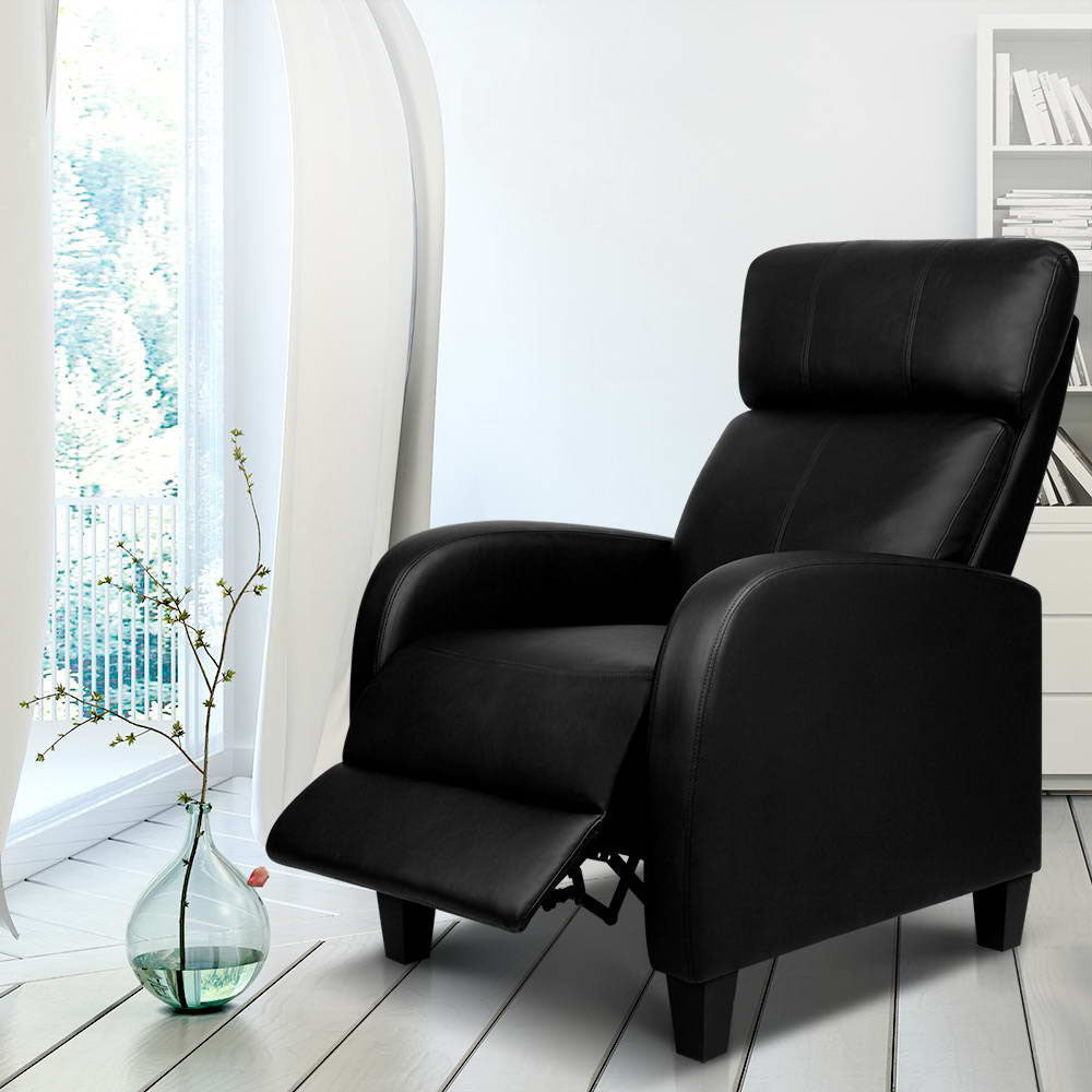 Arm Chairs & Recliners: Artiss PU Leather Reclining Armchair - Black