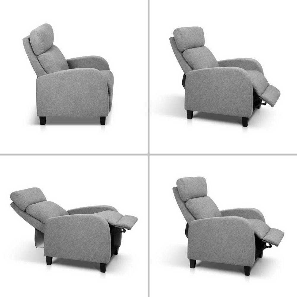 Arm Chairs & Recliners: Artiss Fabric Reclining Armchair - Grey
