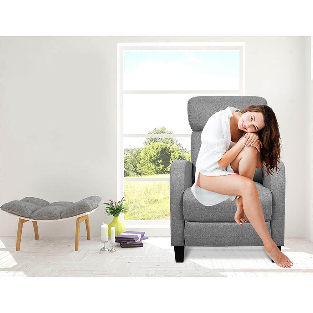 Arm Chairs & Recliners: Artiss Fabric Reclining Armchair - Grey