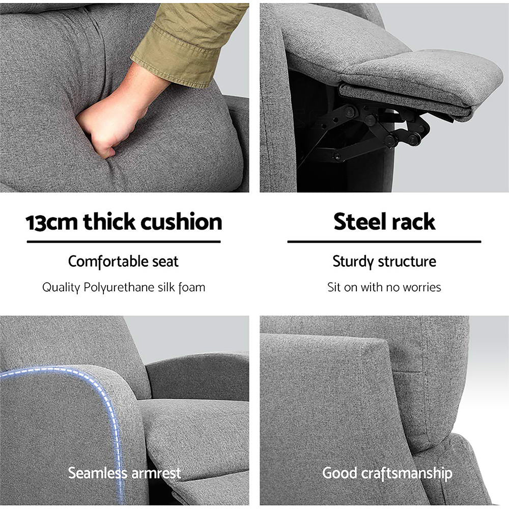 Arm Chairs & Recliners: Artiss Fabric Reclining Armchair - Grey