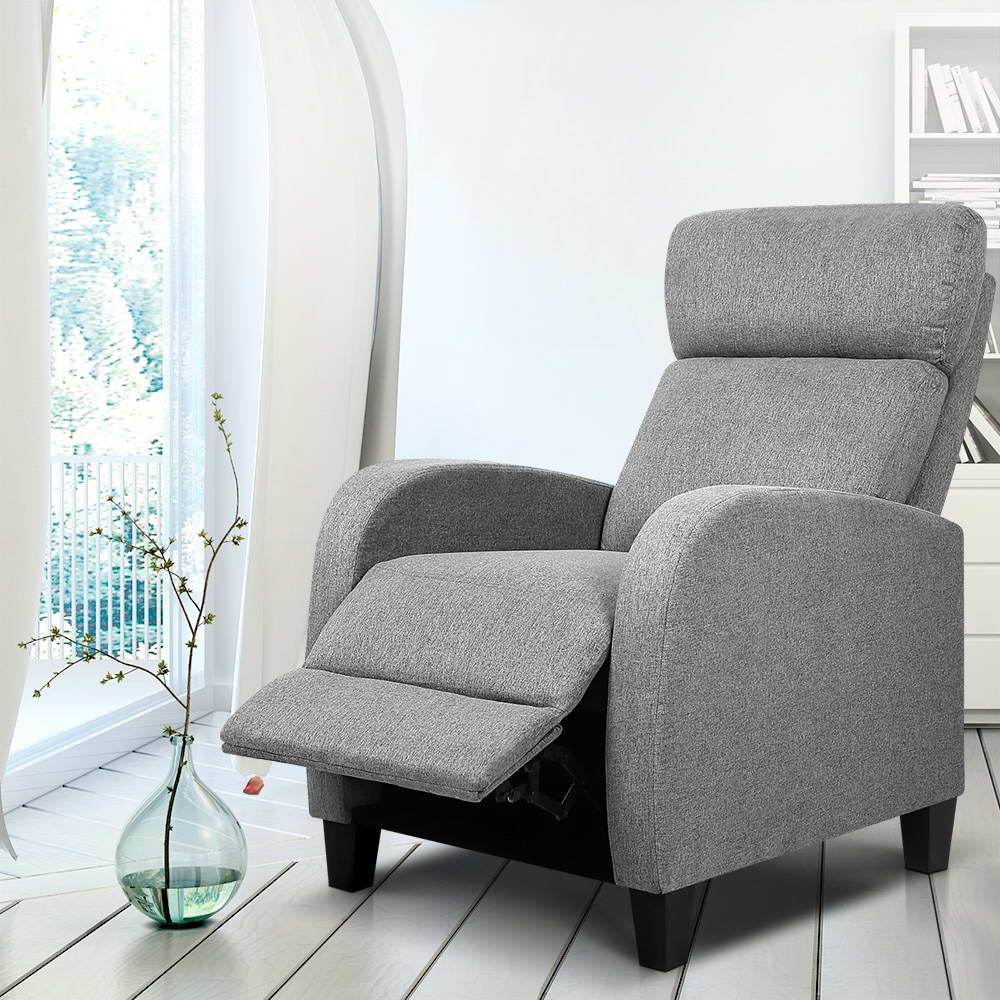 Arm Chairs & Recliners: Artiss Fabric Reclining Armchair - Grey