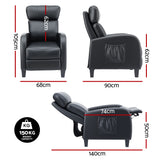 Arm Chairs & Recliners: Artiss Massage Recliner Chair Small Recliner Sofa for Adults PU Leather Black
