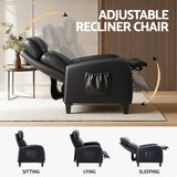 Arm Chairs & Recliners: Artiss Massage Recliner Chair Small Recliner Sofa for Adults PU Leather Black