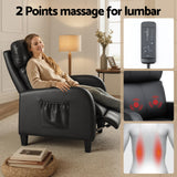 Arm Chairs & Recliners: Artiss Massage Recliner Chair Small Recliner Sofa for Adults PU Leather Black