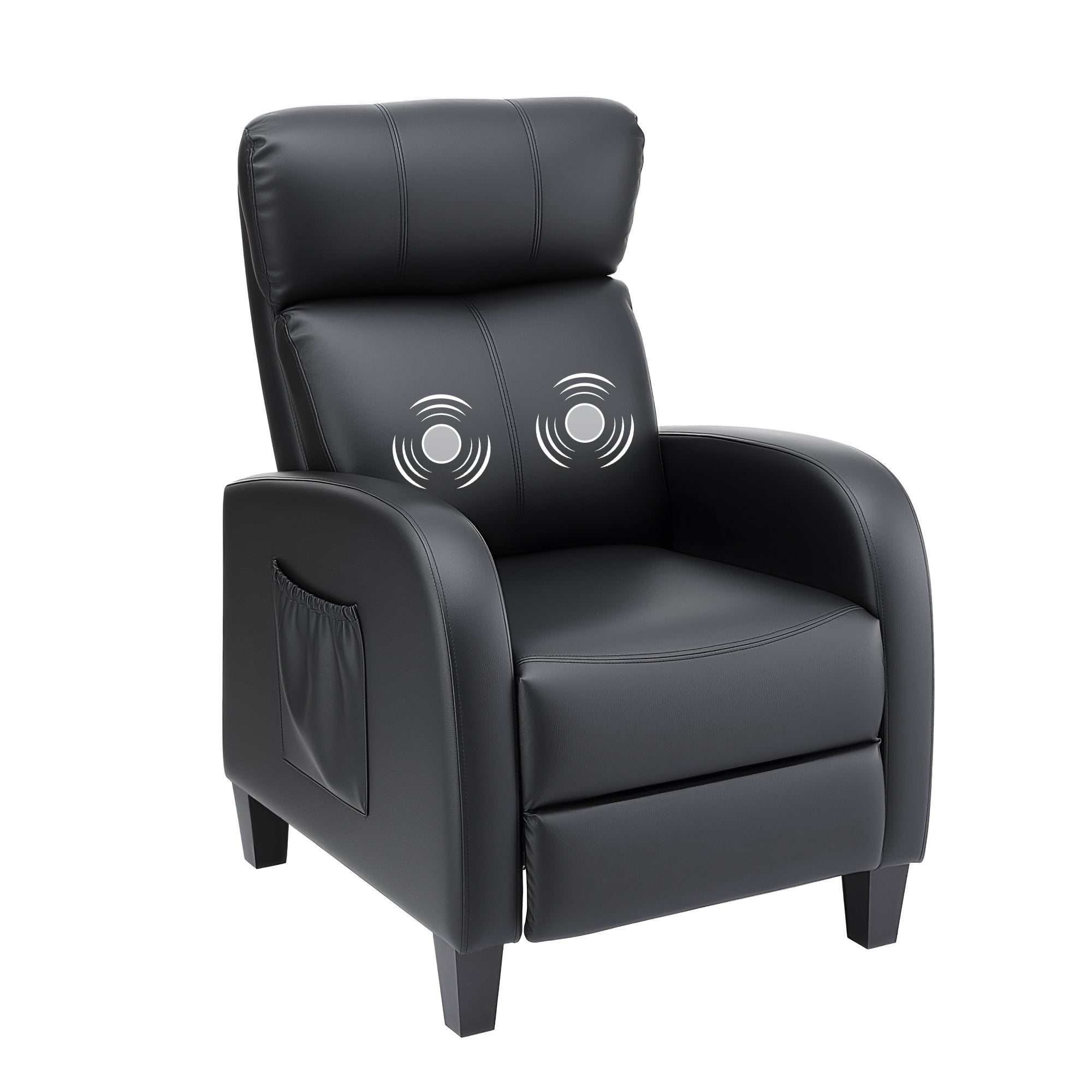 Arm Chairs & Recliners: Artiss Massage Recliner Chair Small Recliner Sofa for Adults PU Leather Black