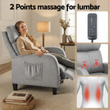 Arm Chairs & Recliners: Artiss Massage Recliner Chair Small Recliner Sofa for Adults Fabric Grey