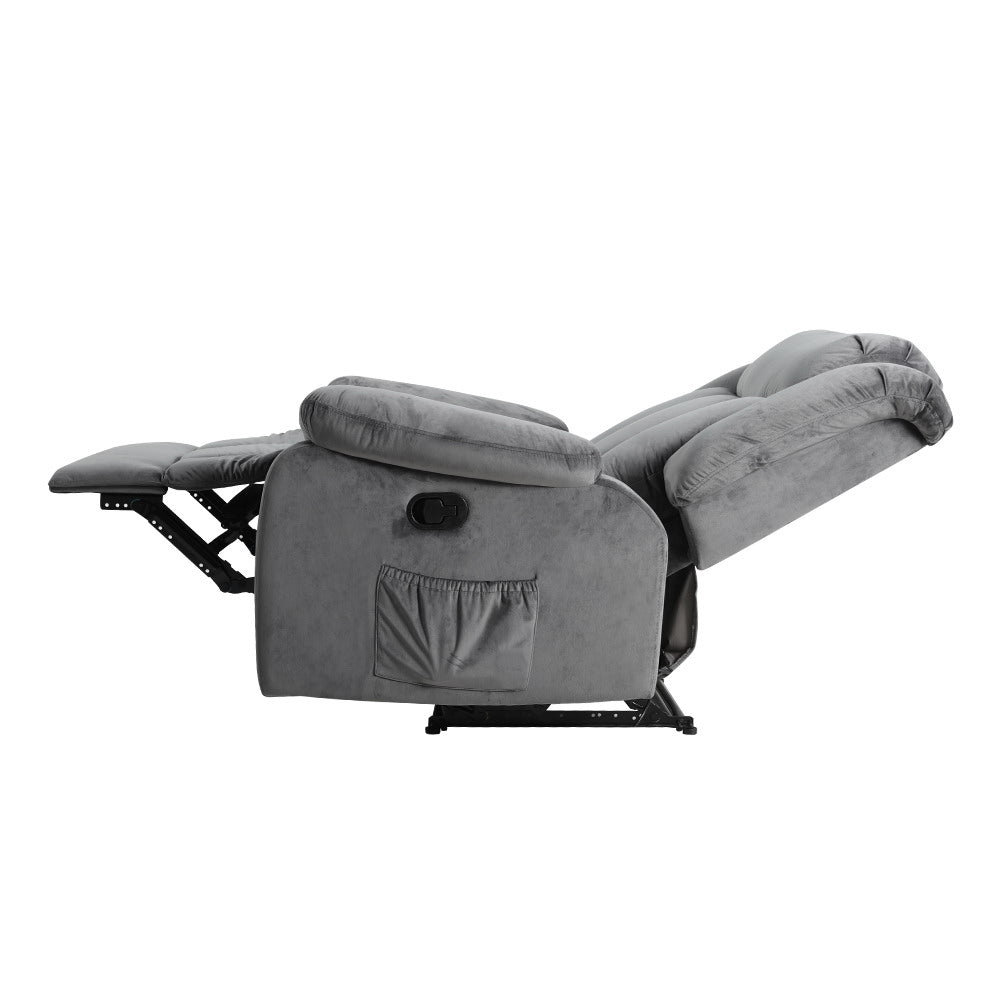 Massage Chairs: Artiss Recliner Chair Electric Massage Chair Velvet Lounge Sofa Heated Grey