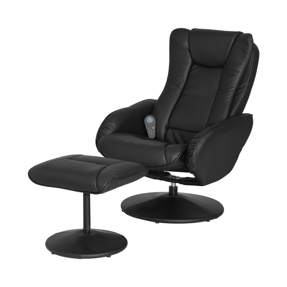 Massage Chairs: Artiss Recliner Chair Ottoman Heated Massage Black