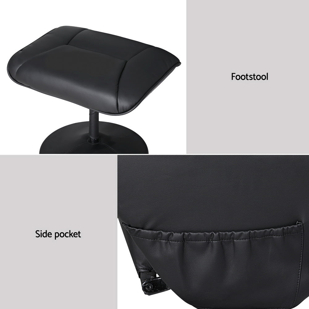 Massage Chairs: Artiss Recliner Chair Ottoman Heated Massage Black
