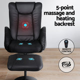 Arm Chairs & Recliners: Artiss 2X Recliner Chair Ottoman Heated Massage Black