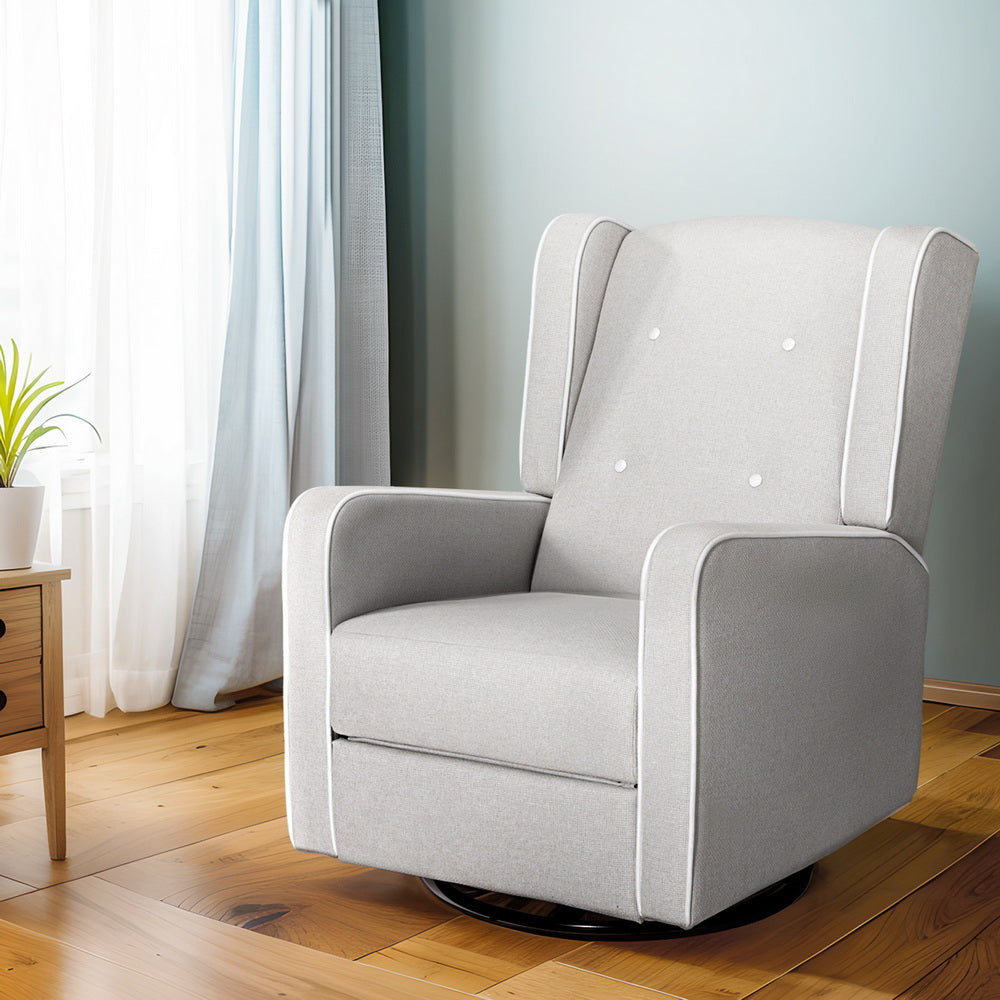 Arm Chairs & Recliners: Artiss Recliner Armchair 360� Swivel Grey Fabric