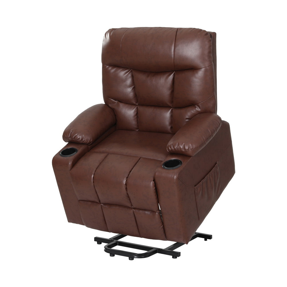 Massage Chairs: Artiss Recliner Chair Lift Assist Heated Massage Chair Leather Claude