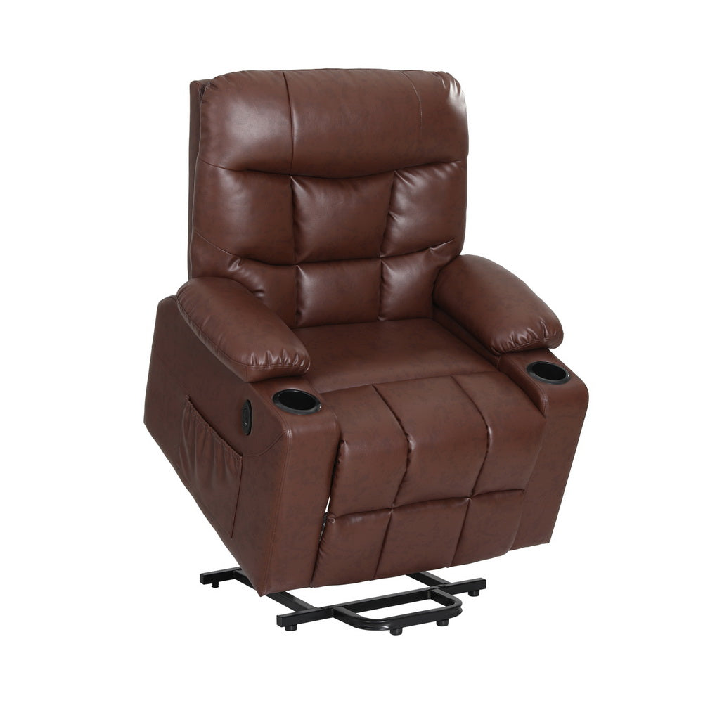 Massage Chairs: Artiss Recliner Chair Lift Assist Heated Massage Chair Leather Claude