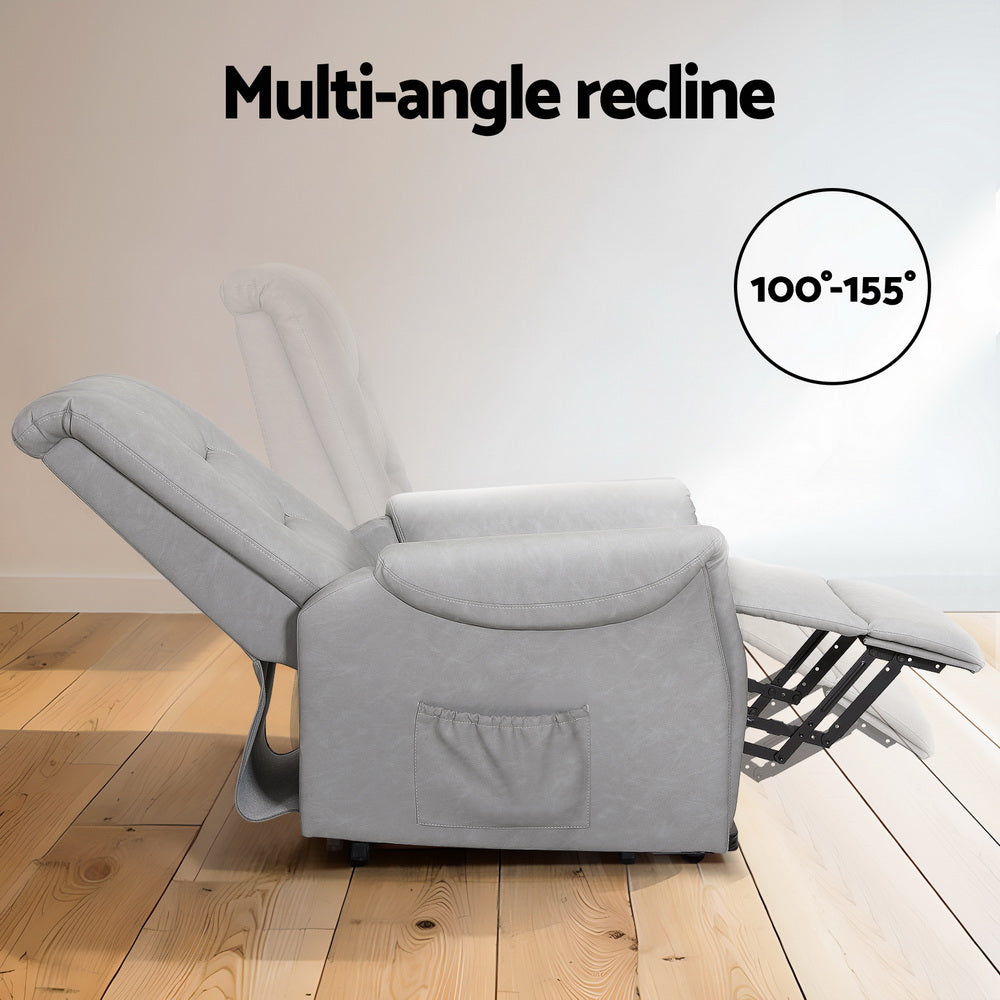 Office & Desk Chairs: Artiss Recliner Chair Lift Assist Chair Leather Grey