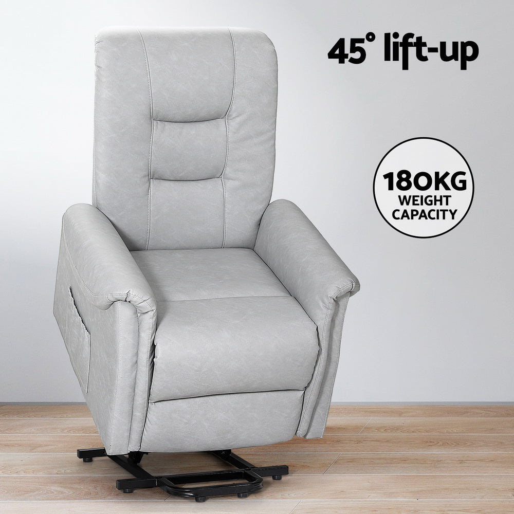 Office & Desk Chairs: Artiss Recliner Chair Lift Assist Chair Leather Grey