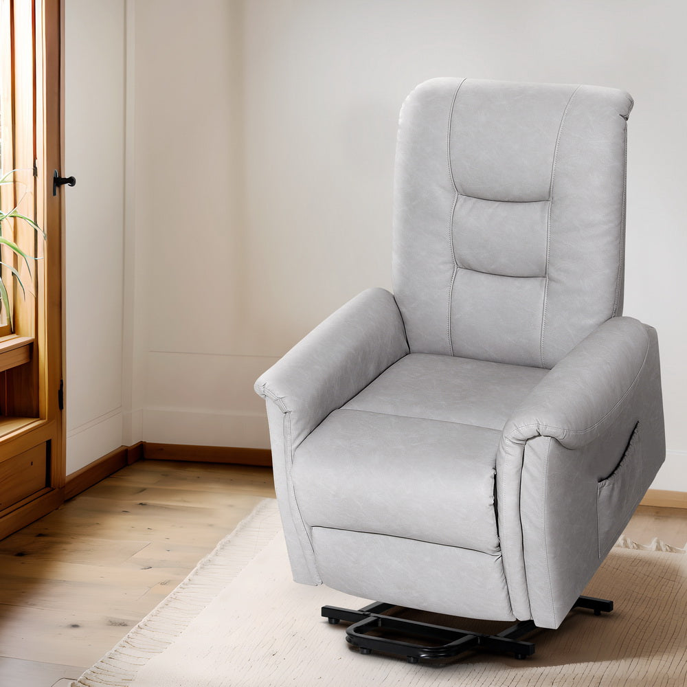 Office & Desk Chairs: Artiss Recliner Chair Lift Assist Chair Leather Grey