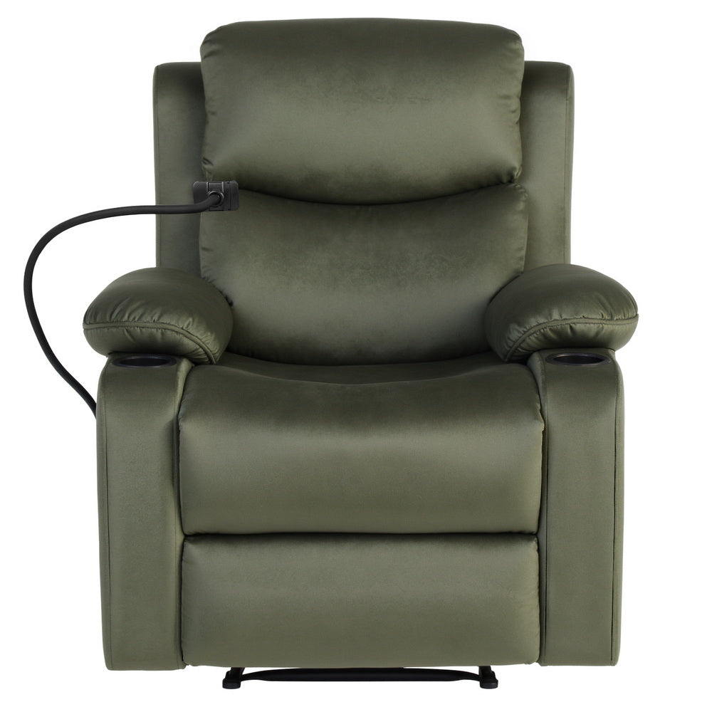 Arm Chairs & Recliners: Artiss Recliner Chair Heated Massage Chair with Phone Holder Velvet