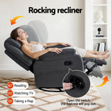 Arm Chairs & Recliners: Artiss Rocking Recliner Chair 360 Swivel Massage Heated Reclining Chairs