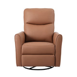 Arm Chairs & Recliners: Artiss Swivel Recliner Chair Leather Rocking Reclining Sofa with Charging Ports LED Brown