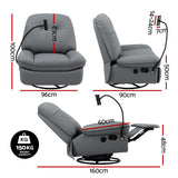 Arm Chairs & Recliners: Artiss Manual Swivel Rocker Recliner with USB Ports Rocking Chair Nursery Sofa Lounge