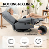 Arm Chairs & Recliners: Artiss Manual Swivel Rocker Recliner with USB Ports Rocking Chair Nursery Sofa Lounge