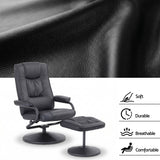 Artiss Recliner with Ottoman 360-Degree Swivel Recliner Chair and Ottoman Set PU Leather Black