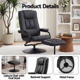 Artiss Recliner with Ottoman 360-Degree Swivel Recliner Chair and Ottoman Set PU Leather Black