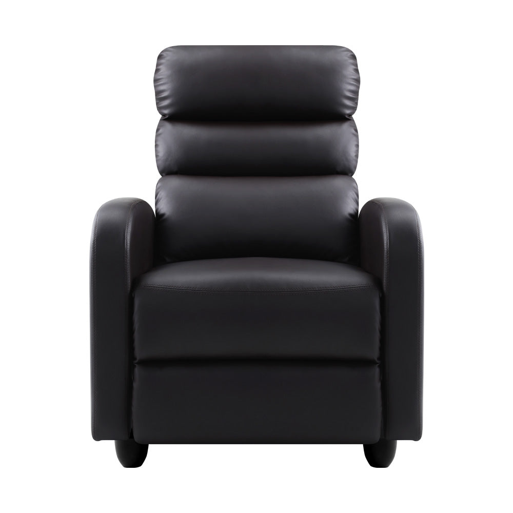 Arm Chairs & Recliners: Artiss Recliner Armchair Brown Faux Leather Bolivia