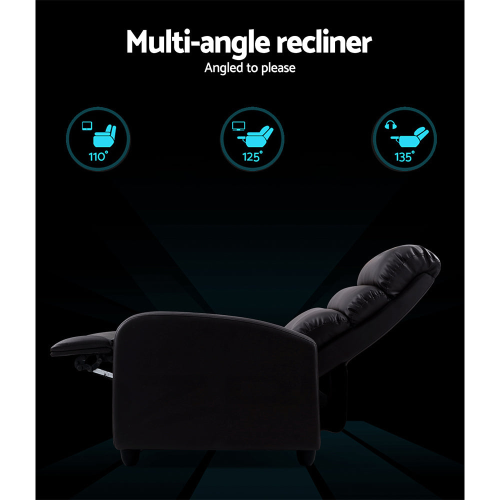 Arm Chairs & Recliners: Artiss Recliner Armchair Brown Faux Leather Bolivia