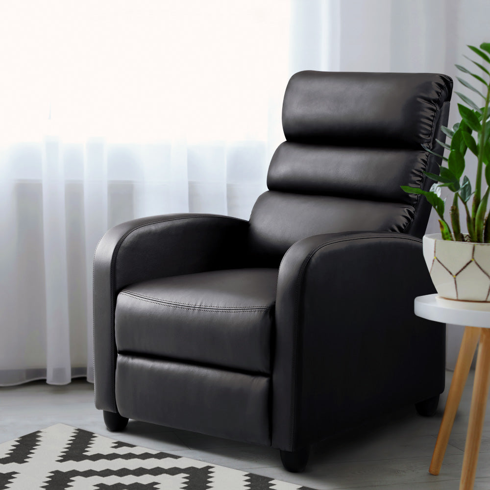 Arm Chairs & Recliners: Artiss Recliner Armchair Brown Faux Leather Bolivia
