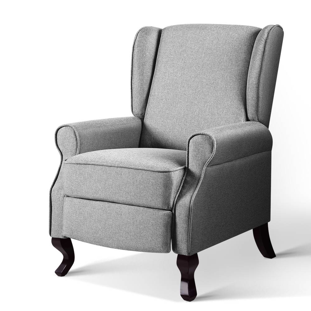 Arm Chairs & Recliners: Artiss Recliner Armchair Grey Fabric Domini