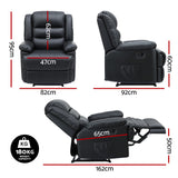 Arm Chairs & Recliners: Artiss Manual Recliner Chair Leather Reclining Sofa with 16color Led Black