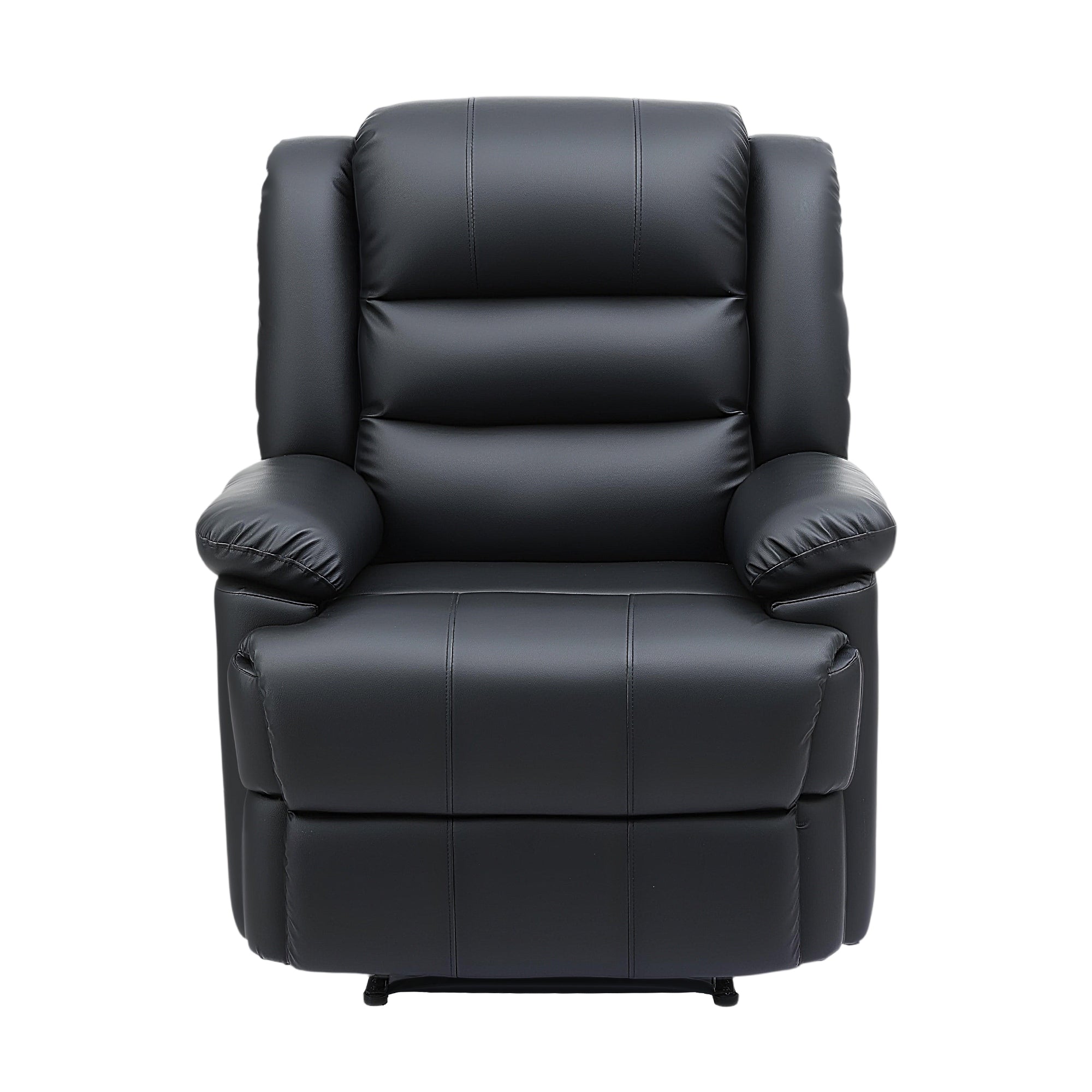 Arm Chairs & Recliners: Artiss Manual Recliner Chair Leather Reclining Sofa with 16color Led Black