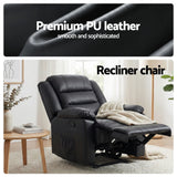 Arm Chairs & Recliners: Artiss Manual Recliner Chair Leather Reclining Sofa with 16color Led Black