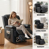 Arm Chairs & Recliners: Artiss Manual Recliner Chair Leather Reclining Sofa with 16color Led Black