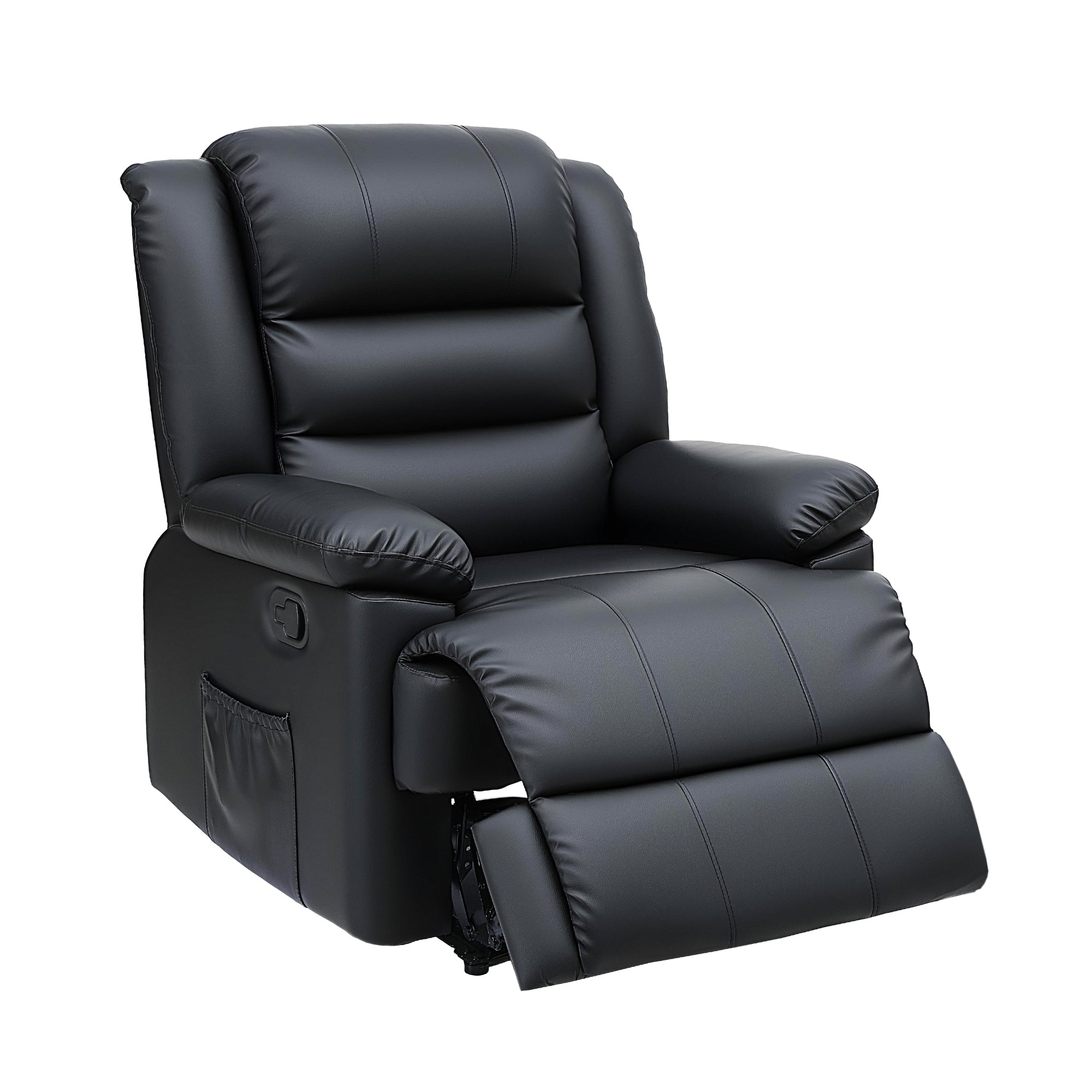 Arm Chairs & Recliners: Artiss Manual Recliner Chair Leather Reclining Sofa with 16color Led Black