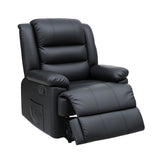 Arm Chairs & Recliners: Artiss Manual Recliner Chair Leather Reclining Sofa with 16color Led Black