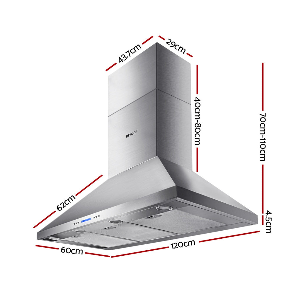 Cooking Ranges: Devanti 1200mm Range Hood 120cm BBQ Commercial Rangehood