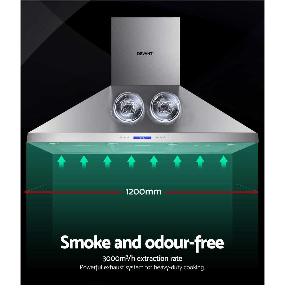 Cooking Ranges: Devanti 1200mm Range Hood 120cm BBQ Commercial Rangehood