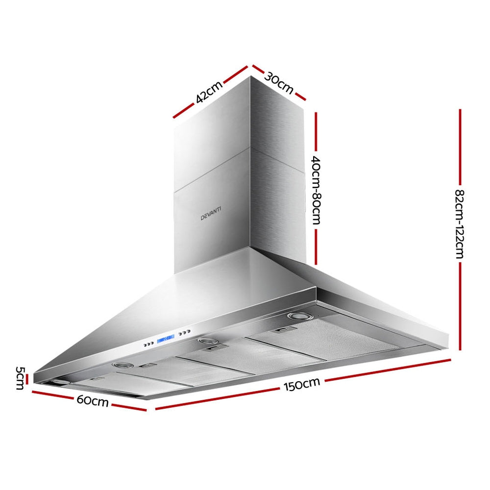 Cooking Ranges: Devanti 1500mm Range Hood 150cm BBQ Commercial Rangehood