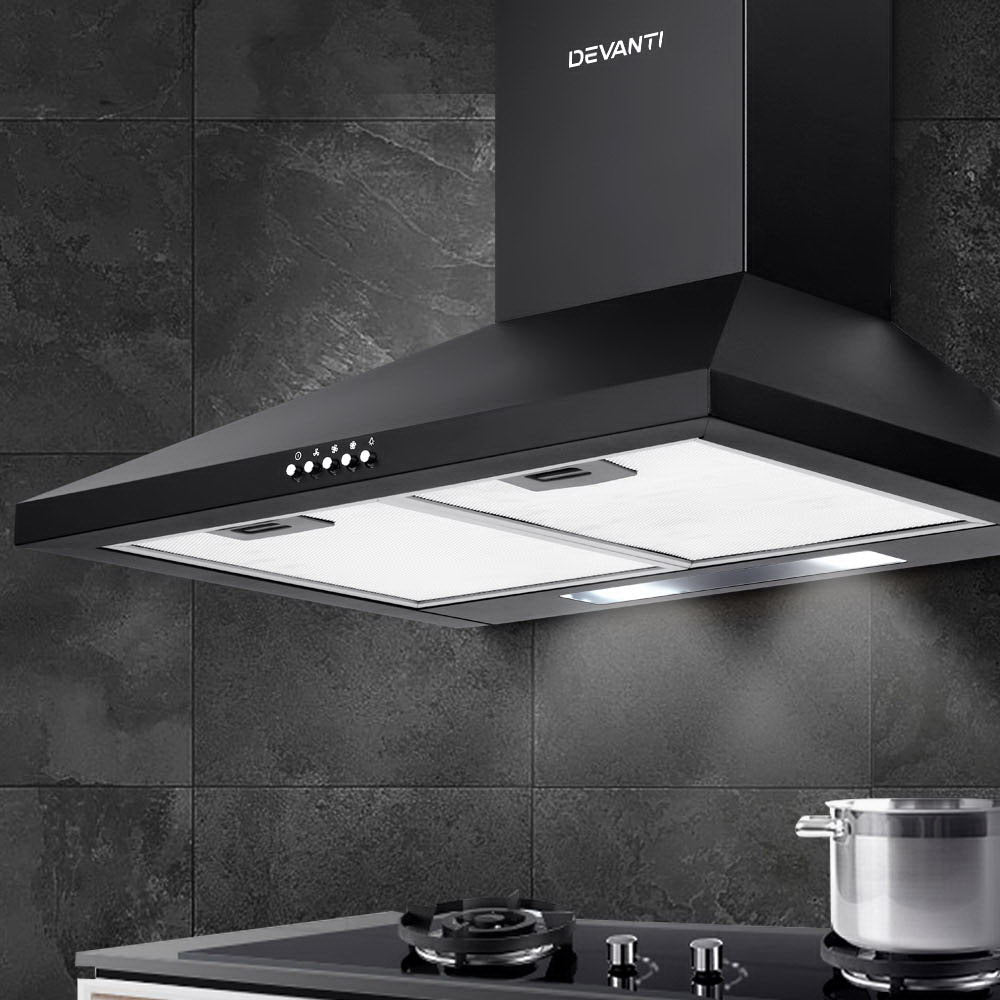 Cooking Ranges: Devanti 600mm Range Hood 60cm Rangehood Black
